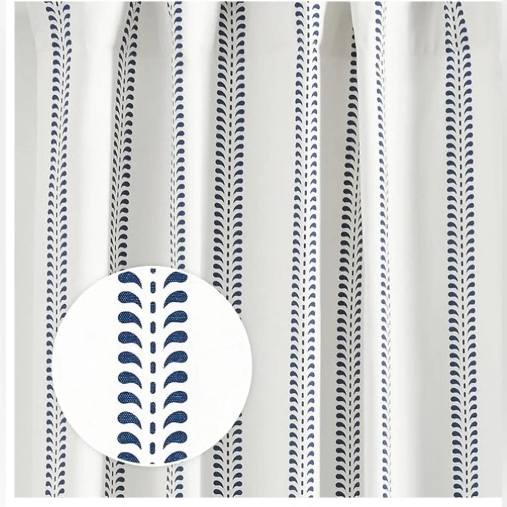 Ballard Designs Hollis Ditsy Single Stripe 2 Curtains